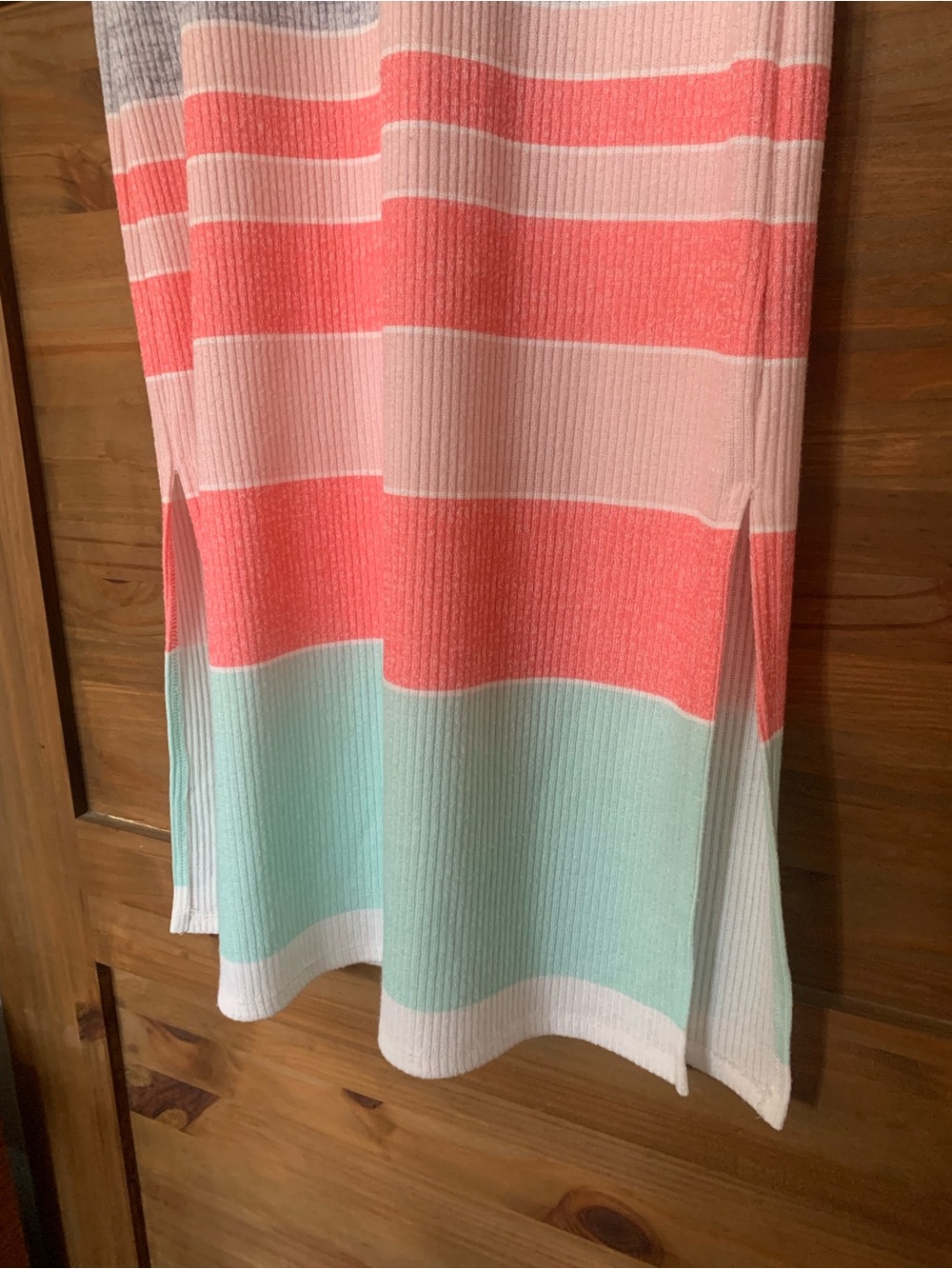 Suzy Shier Maxi Dress Striped Knit Dress in White, Gray, pink & Mint - Picture 5 of 7